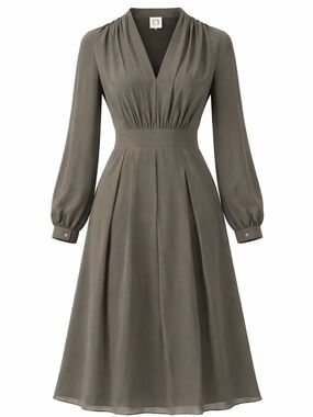 Anne Klein Women’s Black V-Neck Long Sleeve Midi Dress